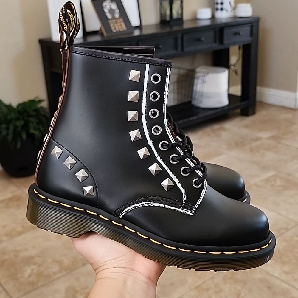 Dr. Martens Black Studded Lace-Up Boots